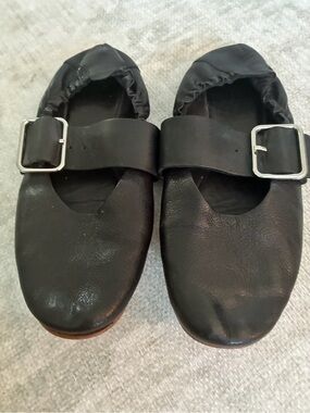 Vagabond Black Leather Buckle Mary Jane Flats